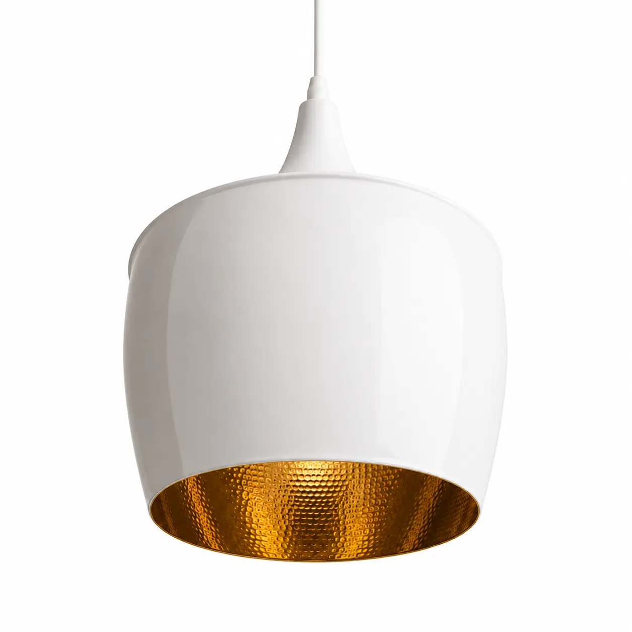 Suspension Blanc & Or Martelé KJDD-121-Blanc — Blanc mat & or martelé